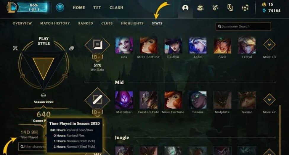 Navigate to your Profile in League of Legends