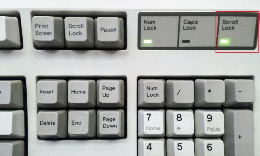 Scroll lock key on your keyboard